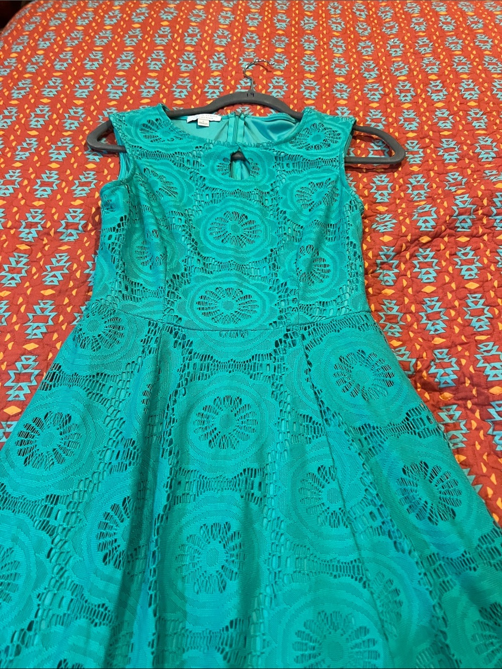 London Style Teal Crochet Midi Dress - Picture 4 of 11